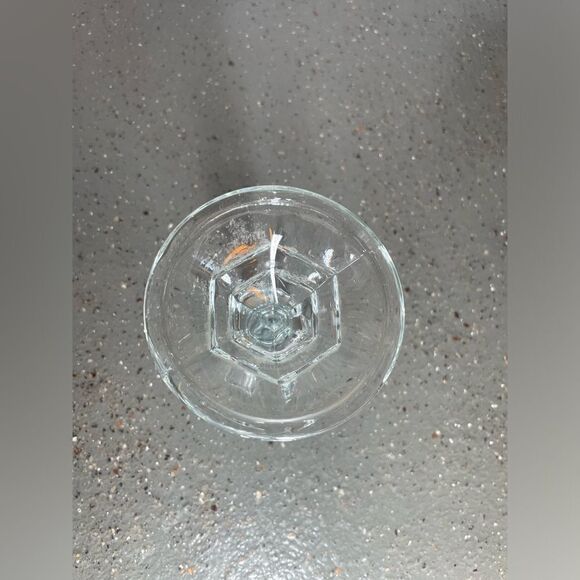 4.5” Geometric Design Glass Tapered Candlestick Holder EPC Crystal-Like - Picture 3 of 6